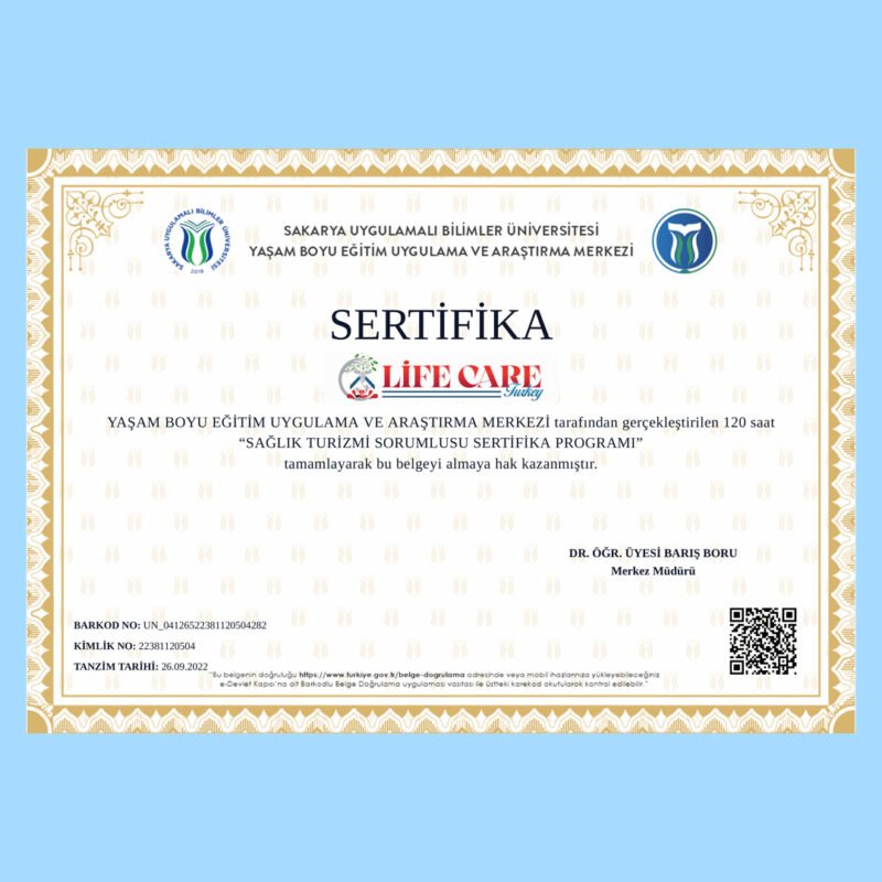 life care turkey health tourism certificate